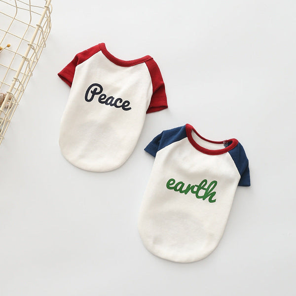 HKM-8984509 Stylish Dog Sweatshirt with Embroidery in Peace Red and Blue Sleeves