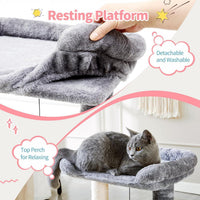 HKM-8984893 4-in-1 Cat Tree Tower with Self-Grooming Brush and Sisal Scratching Post, Plush Bed and Toy Balls for Indoor Kittens