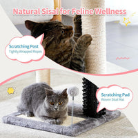 HKM-8984893 4-in-1 Cat Tree Tower with Self-Grooming Brush and Sisal Scratching Post, Plush Bed and Toy Balls for Indoor Kittens