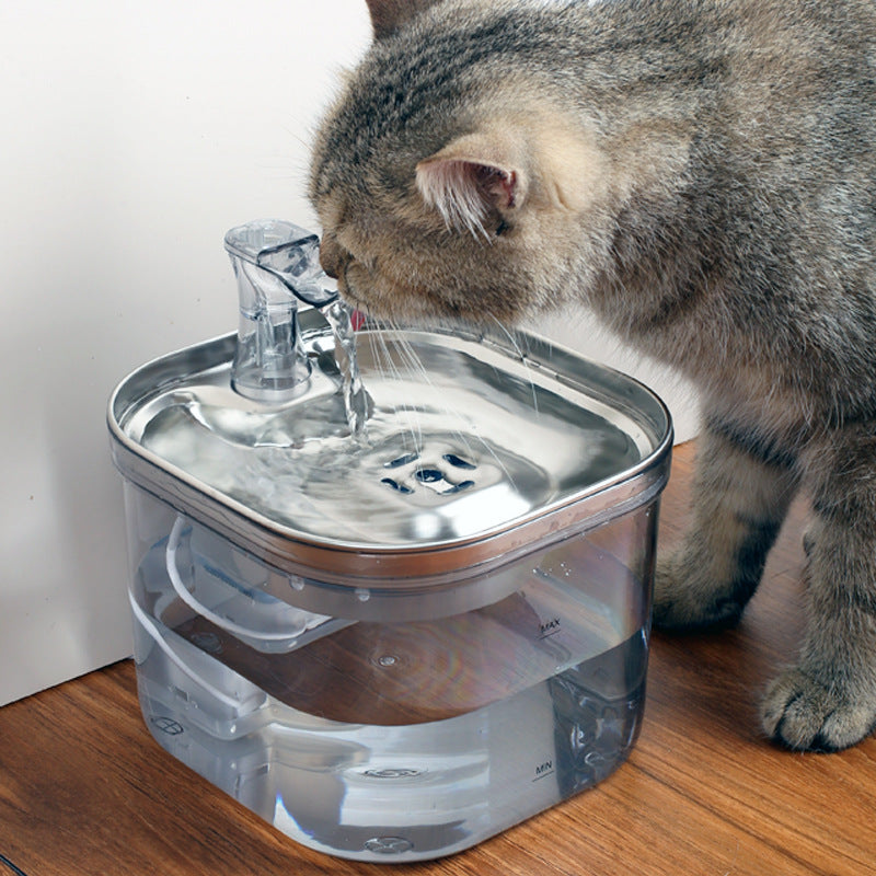 HKM-8985277 Automatic Stainless Steel Water Fountain for Dogs and Cats - 2L Capacity with Ultra-Quiet Pump