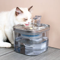 HKM-8985277 Automatic Stainless Steel Water Fountain for Dogs and Cats - 2L Capacity with Ultra-Quiet Pump