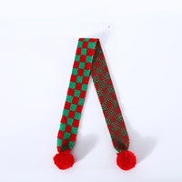 HKM-8986813 Wool Scarf for Pets with Christmas Snowflake and Lattice Pattern, 55cm