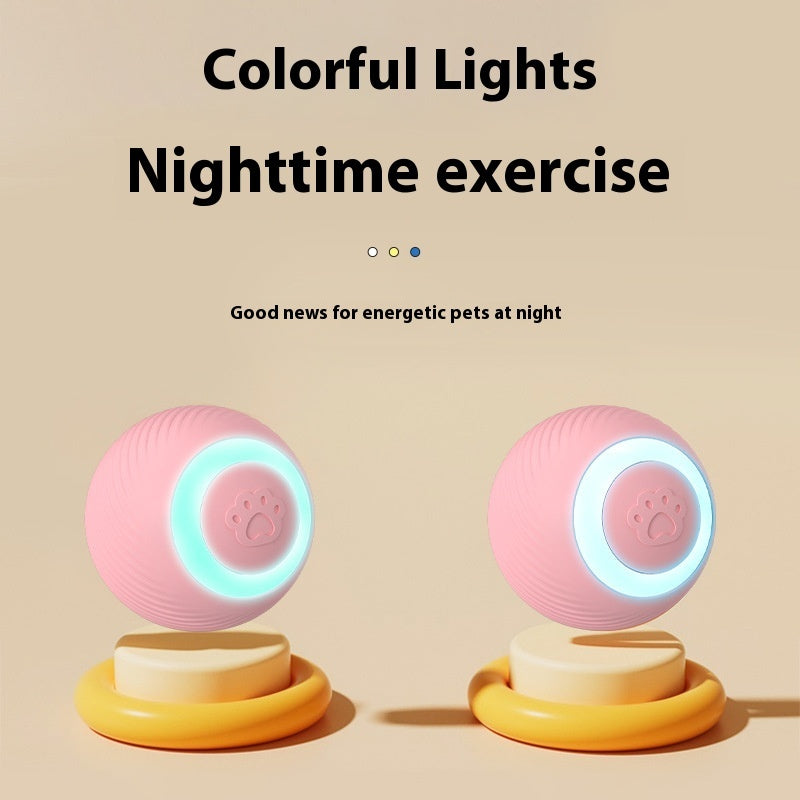 HKM-8987837 Interactive Automatic Cat Teasing Ball Toy - Rechargeable Rolling Silicone ABS Fun Pet Plaything