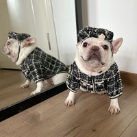 HKM-8989757 Cotton Pet Winter Coat with Hat for Dogs and Cats in Black and Red