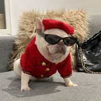 HKM-8989757 Cotton Pet Winter Coat with Hat for Dogs and Cats in Black and Red