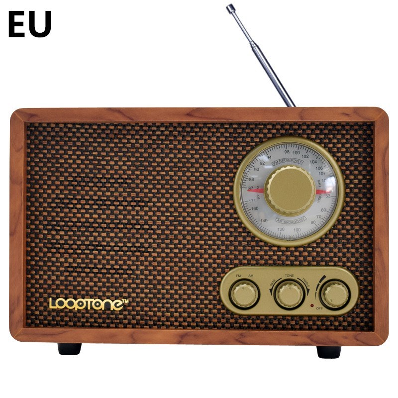 HKM-899027 Retro Wooden Bluetooth Radio with FM/AM and Adjustable Tone