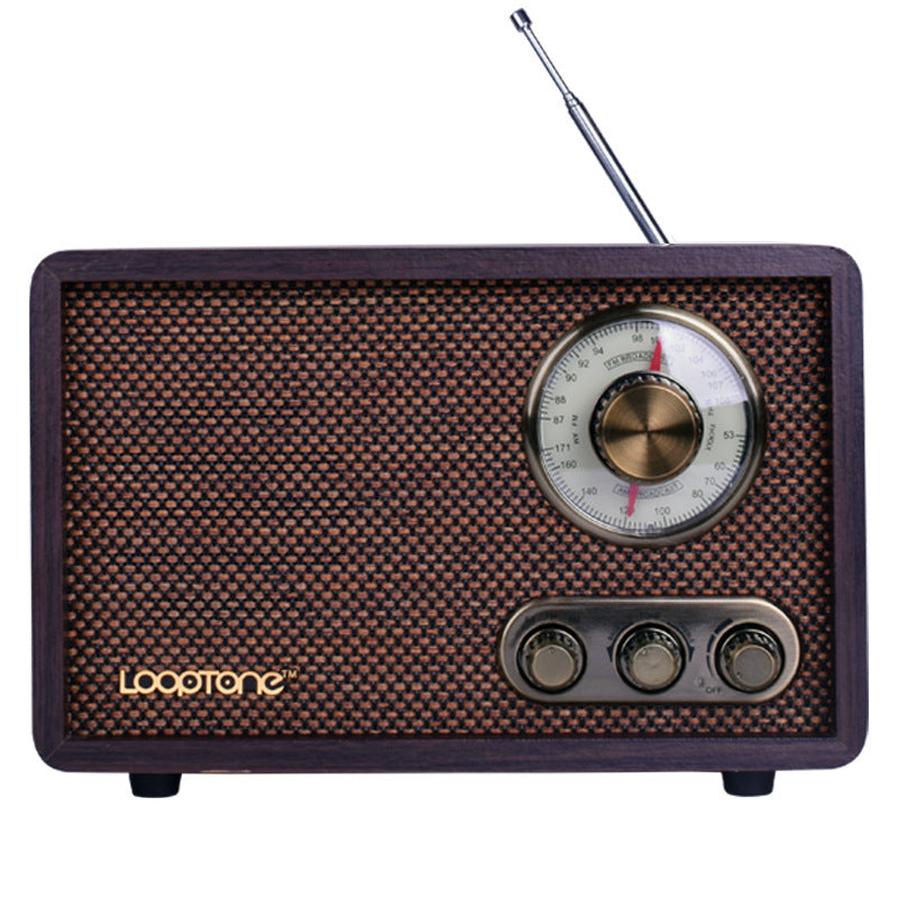 HKM-899027 Retro Wooden Bluetooth Radio with FM/AM and Adjustable Tone