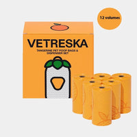 HKM-8991421 Portable Dog Poop Picking Bags with Fragrant Inner Bags - 15 Count Roll in Capsule Holder