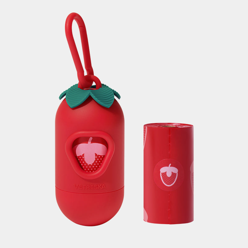 HKM-8991421 Portable Dog Poop Picking Bags with Fragrant Inner Bags - 15 Count Roll in Capsule Holder