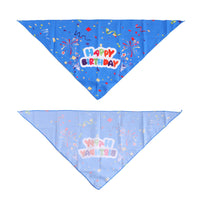 HKM-8992573 Pet Birthday Triangle Scarf in Balloon Blue and Pink, Ribbon Blue and Pink - One Size Polyester Accessory