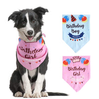 HKM-8992573 Pet Birthday Triangle Scarf in Balloon Blue and Pink, Ribbon Blue and Pink - One Size Polyester Accessory