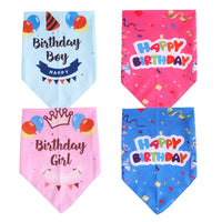 HKM-8992573 Pet Birthday Triangle Scarf in Balloon Blue and Pink, Ribbon Blue and Pink - One Size Polyester Accessory