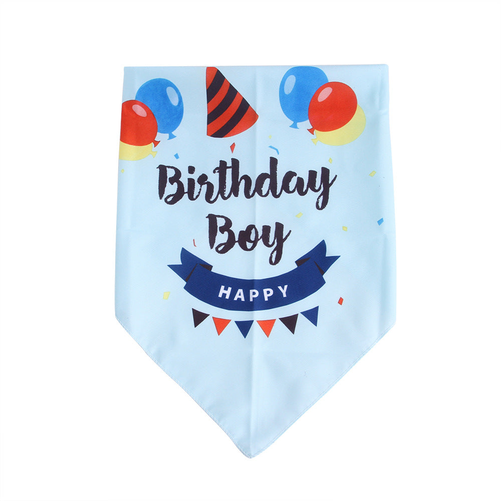 HKM-8992573 Pet Birthday Triangle Scarf in Balloon Blue and Pink, Ribbon Blue and Pink - One Size Polyester Accessory