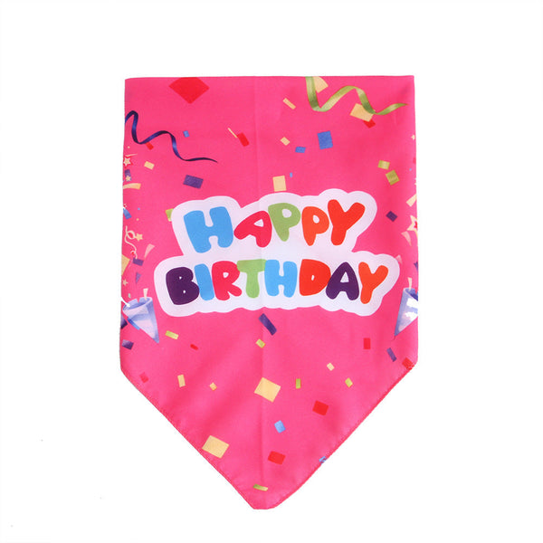 HKM-8992573 Pet Birthday Triangle Scarf in Balloon Blue and Pink, Ribbon Blue and Pink - One Size Polyester Accessory