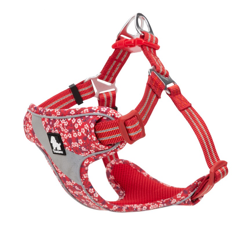 HKM-8994237 Floral Chest Strap for Pets - Adjustable Nylon Outdoor Travel Traction Harness