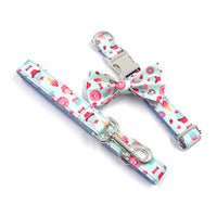 HKM-8994749 Cute Cartoon Dog Collar and Leash Set with Bow in Macaron Colors