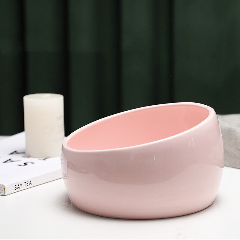 HKM-8995133 Ceramic Cat Food Bowl with Lead-Free Color Glaze, 1000ml Capacity, Enlarged Design for Easy Feeding