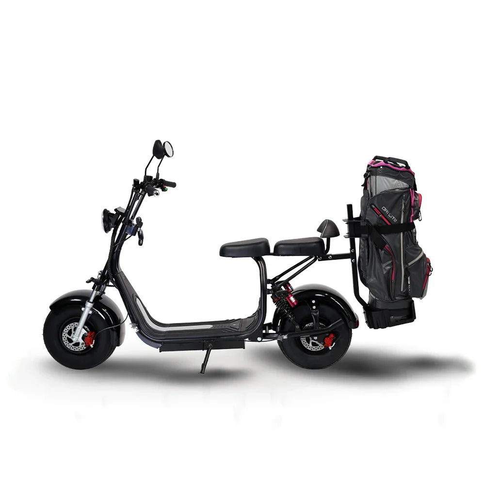 HKM-899539 Electric Scooter with Golf Rack and Removable Battery, 1500W-2000W Motor, Max Speed 41-50km/h, 60V 12AH Lithium Battery, Hydraulic Disc Brakes
