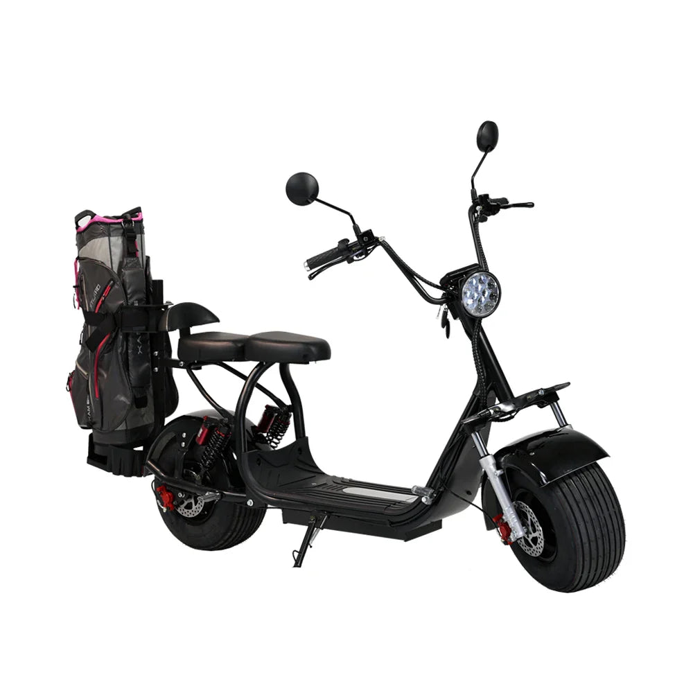 HKM-899539 Electric Scooter with Golf Rack and Removable Battery, 1500W-2000W Motor, Max Speed 41-50km/h, 60V 12AH Lithium Battery, Hydraulic Disc Brakes