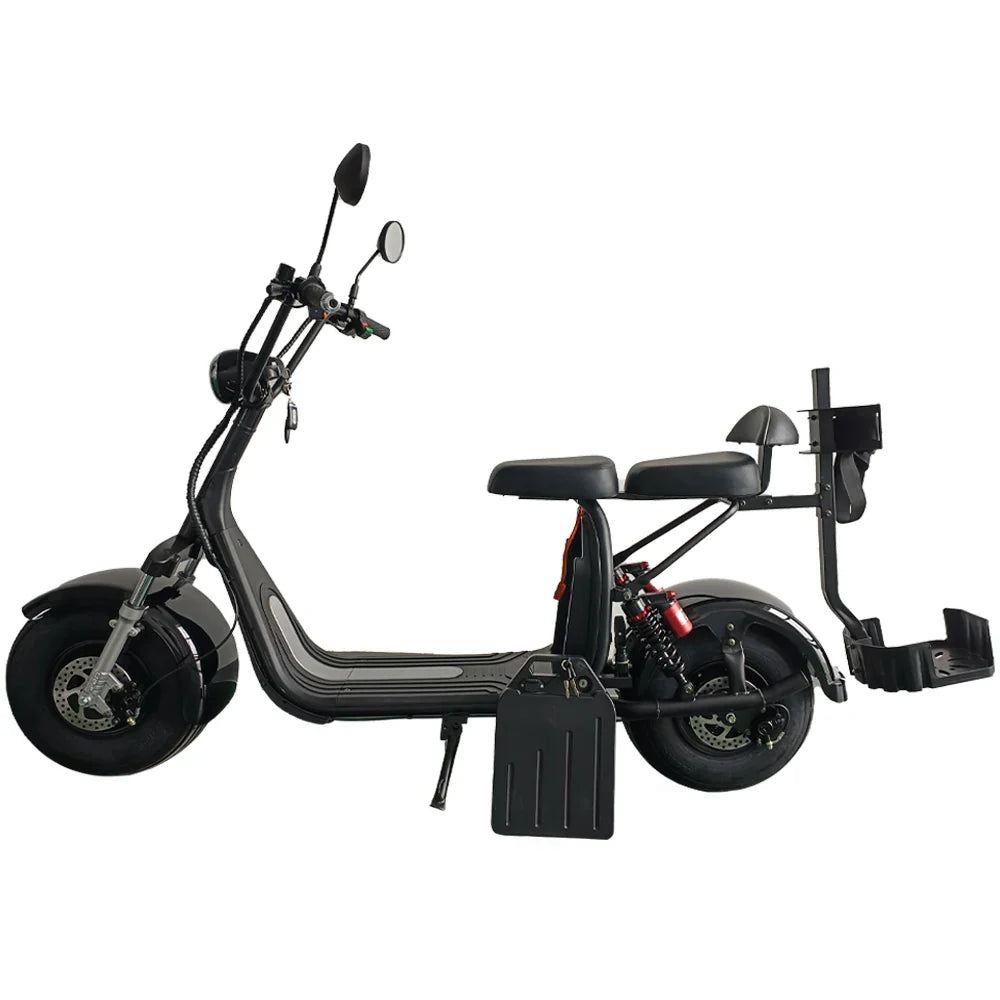 HKM-899539 Electric Scooter with Golf Rack and Removable Battery, 1500W-2000W Motor, Max Speed 41-50km/h, 60V 12AH Lithium Battery, Hydraulic Disc Brakes