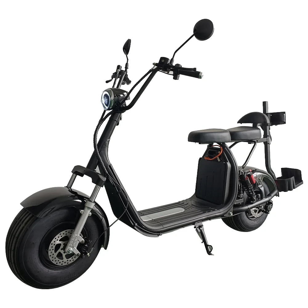 HKM-899539 Electric Scooter with Golf Rack and Removable Battery, 1500W-2000W Motor, Max Speed 41-50km/h, 60V 12AH Lithium Battery, Hydraulic Disc Brakes