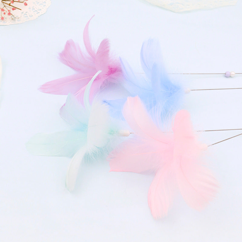 HKM-8995773 Colorful Feather Cat Toy with Bells – 38cm Fun Cat Wand for Engaging Play