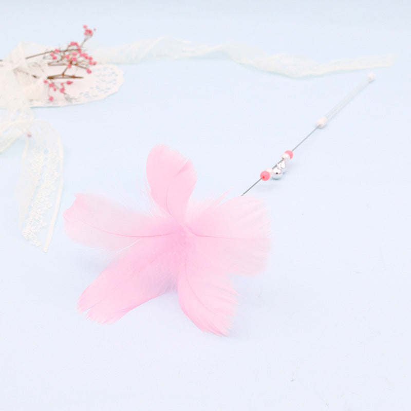 HKM-8995773 Colorful Feather Cat Toy with Bells – 38cm Fun Cat Wand for Engaging Play