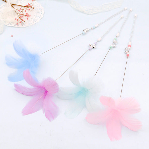 HKM-8995773 Colorful Feather Cat Toy with Bells – 38cm Fun Cat Wand for Engaging Play