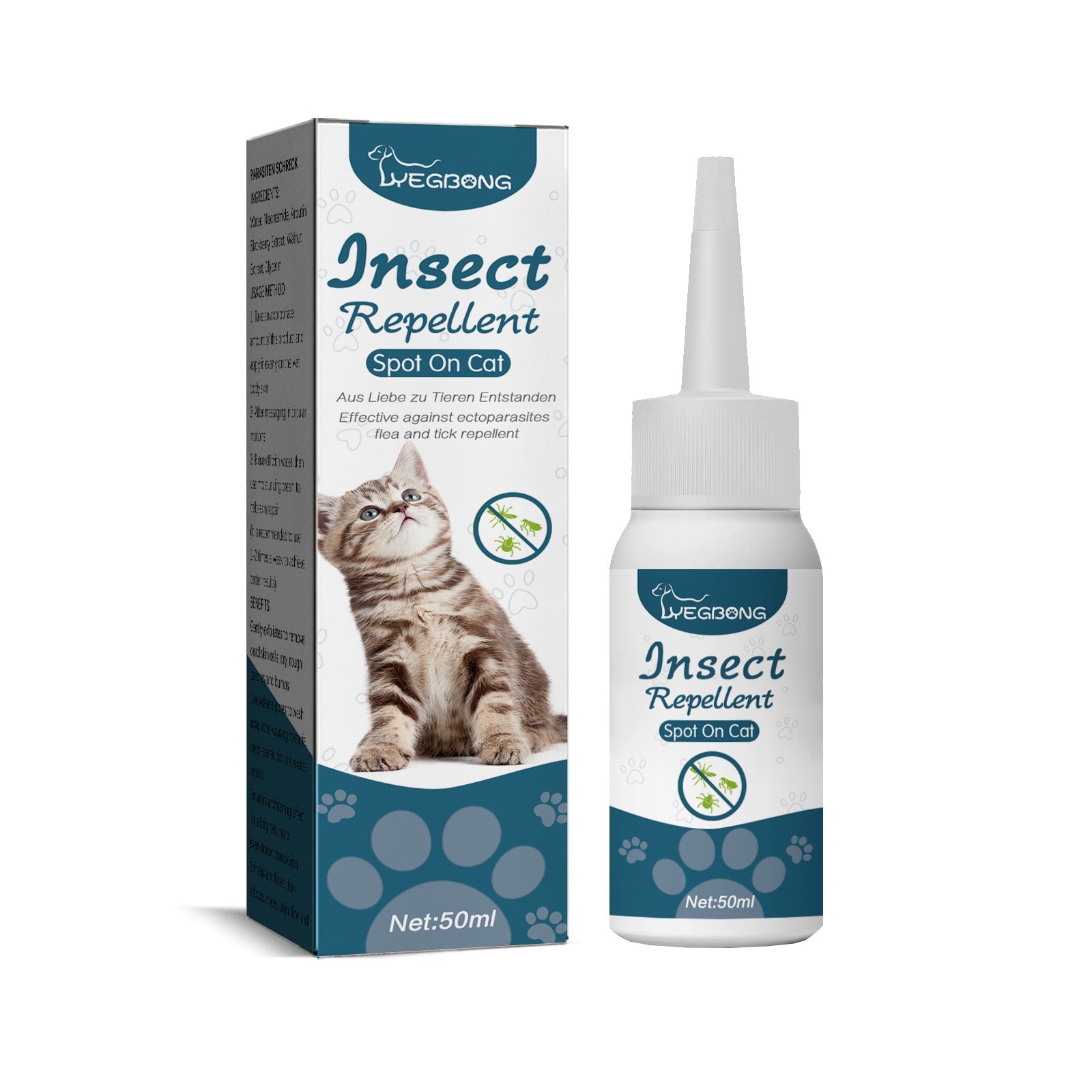 HKM-8996541 Pet Anti-Flea and Tick Solution - 50ml with Natural Oils for Cats