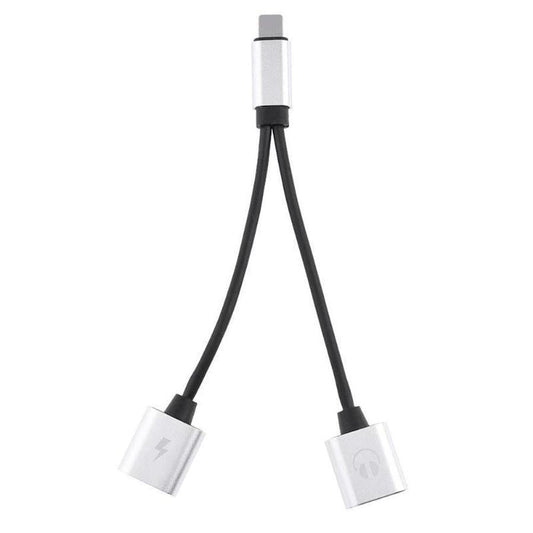 HKM-899667 Dual Lightning Adapter for iPhone - Charge and Listen Simultaneously, Compatible with iPhone 5, 6, 7, 8, X, Aluminum Alloy Design