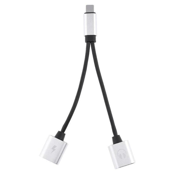 HKM-899667 Dual Lightning Adapter for iPhone - Charge and Listen Simultaneously, Compatible with iPhone 5, 6, 7, 8, X, Aluminum Alloy Design