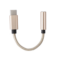 HKM-899731 Type-C to 3.5mm Headphone Audio Adapter Cable - Nylon & Metal, Compatible with Most Earphones, 12cm Length