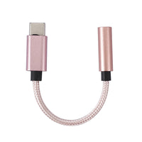 HKM-899731 Type-C to 3.5mm Headphone Audio Adapter Cable - Nylon & Metal, Compatible with Most Earphones, 12cm Length