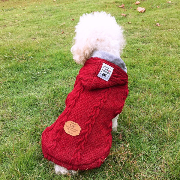 HKM-8998717 Soft and Comfortable Knitted Dog Sweater in Blue and Wine Red, Available in Multiple Sizes