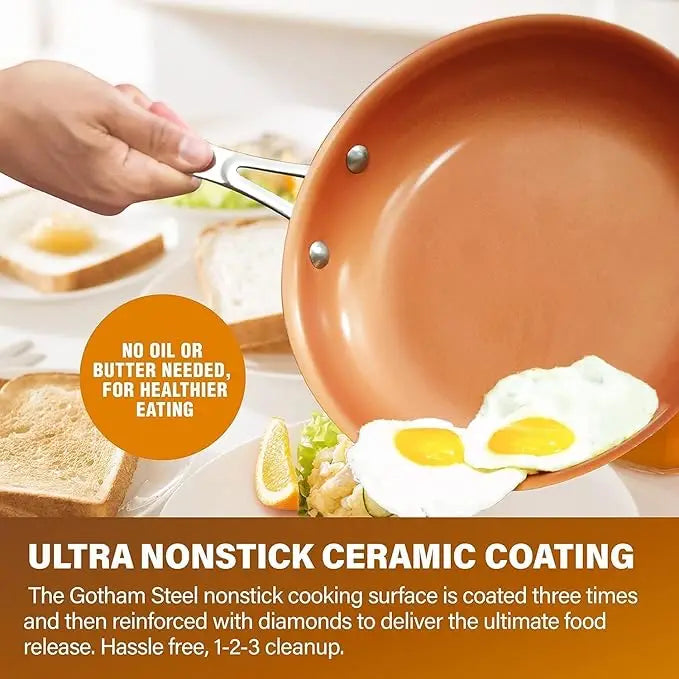 HKM-900051 13-Piece Easy Clean Nonstick Metal and Glass Cookware Set with Ceramic Coating for Home Cooking