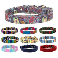 HKM-900051 Colorful Double Layered Canvas Dog Collar with Leash - Durable and Reflective Design for Safety