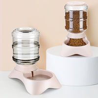 HKM-9000893 Frosted Texture Plastic Automatic Pet Feeder and Drinking Fountain Combo