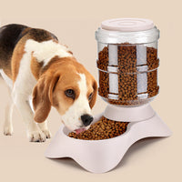 HKM-9000893 Frosted Texture Plastic Automatic Pet Feeder and Drinking Fountain Combo