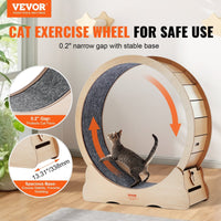 HKM-9001533 Large Cat Exercise Wheel – 43.3-Inch Indoor Treadmill for Cats up to 25 lbs – Durable Wooden Design with Noise Reduction Features