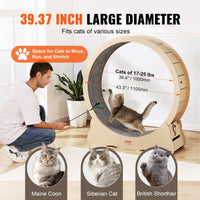 HKM-9001533 Large Cat Exercise Wheel – 43.3-Inch Indoor Treadmill for Cats up to 25 lbs – Durable Wooden Design with Noise Reduction Features