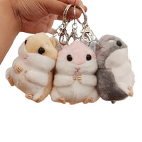 HKM-900179 Plush Hamster Keychain Pendant for Bags & Backpacks - Cute Cartoon Accessory