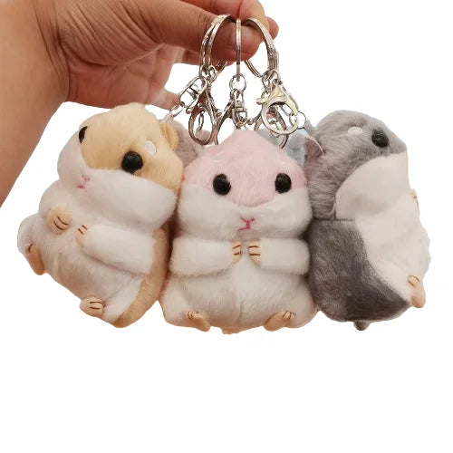 HKM-900179 Plush Hamster Keychain Pendant for Bags & Backpacks - Cute Cartoon Accessory