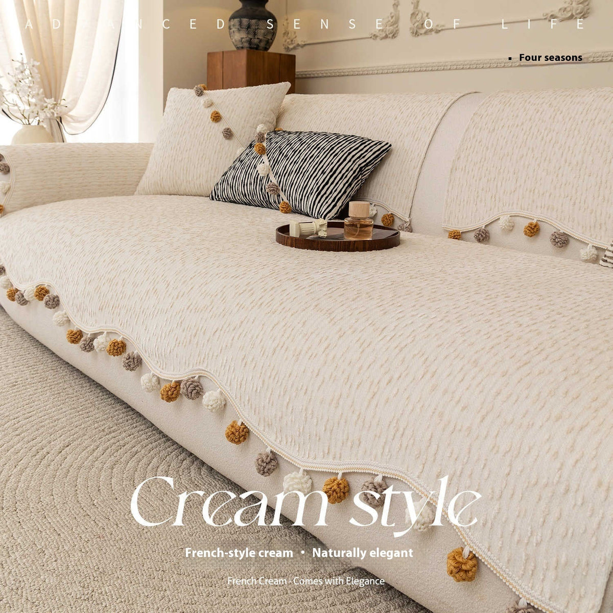HKM-900243 Four Seasons Universal High-End Straight Seat Cushion Cover in Alice Fur Ball Colors