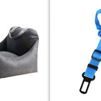 HKM-9002941 Portable Waterproof Pet Dog Car Carrier Seat with Breathable Mesh and Easy-Wash Design in Gray and Beige