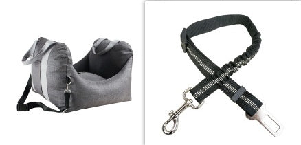 HKM-9002941 Portable Waterproof Pet Dog Car Carrier Seat with Breathable Mesh and Easy-Wash Design in Gray and Beige