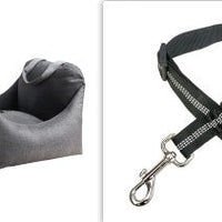 HKM-9002941 Portable Waterproof Pet Dog Car Carrier Seat with Breathable Mesh and Easy-Wash Design in Gray and Beige