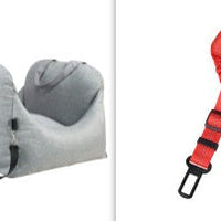 HKM-9002941 Portable Waterproof Pet Dog Car Carrier Seat with Breathable Mesh and Easy-Wash Design in Gray and Beige