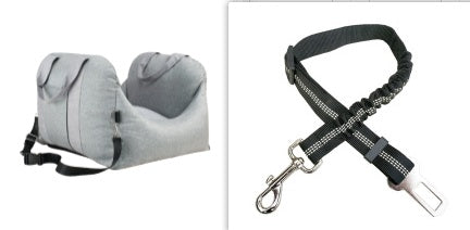 HKM-9002941 Portable Waterproof Pet Dog Car Carrier Seat with Breathable Mesh and Easy-Wash Design in Gray and Beige