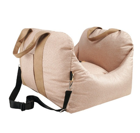 HKM-9002941 Portable Waterproof Pet Dog Car Carrier Seat with Breathable Mesh and Easy-Wash Design in Gray and Beige