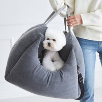 HKM-9002941 Portable Waterproof Pet Dog Car Carrier Seat with Breathable Mesh and Easy-Wash Design in Gray and Beige